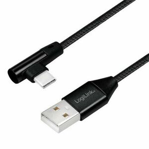 Cablu de date Logilink, CU013, USB 2.0 (T) la USB 2.0 Type-C (T) la 90 grade, 1m, Premium, Negru imagine