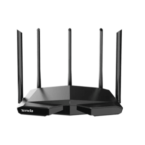 Router Wireless Tenda RX27 Pro, Wi-Fi 6E, Tri-Band, AX5700, 5 antene externe, 4 porturi (Negru) imagine