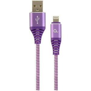 Cablu alimentare si date Gembird CC-USB2B-AMLM-2M-PW, USB 2.0 (T) la Lightning (T), 2m, Mov / Alb imagine