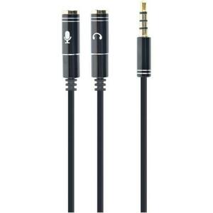 Cablu audio Gembird splitter stereo 1 x 3.5 mm jack T la 2 x 3.5 mm jack M, 20cm, Negru CCA-417M imagine