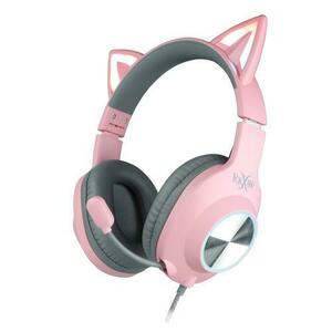 Casti gaming pliabile, FoxXray BAL-62 ShinyCat PK, urechi de pisica iluminate RGB, Roz imagine