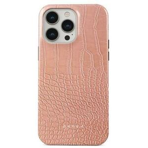 Husa Burga Dual Layer Pink Croco compatibila cu iPhone 15 Pro Max imagine