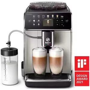 Espressor automat Saeco GranAroma SM6582/30, sistem de lapte Latte Duo, 16 bauturi, ecran TFT color, 6 profiluri utilizator, filtru AquaClean, rasnita ceramica, functie DoubleShot, Crem metalic imagine