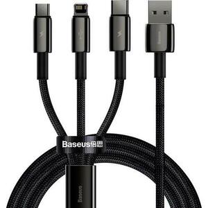 Cablu de date Baseus CAMLTWJ-01, USB - Lightning / MicroUSB / USB Type-C, 1.5 m, 3.5A, Negru imagine