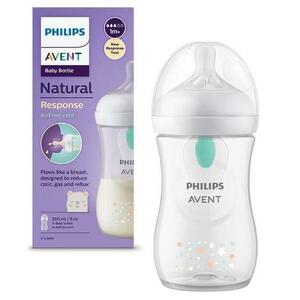 Biberon Philips Avent Natural Response SCY673/82, Dispozitiv AirFree, 260 ml, +1 luni, Fara BPA, usor de curatat (Alb/Transparent) imagine