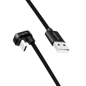 Cablu alimentare si date LOGILINK, USB Type-C (T) la USB-A (T), 180 grade, 1m, Negru imagine
