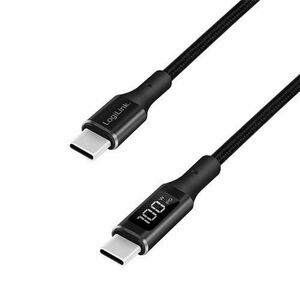Cablu alimentare si date LOGILINK, pentru smartphone, USB 2.0 Type-C (T) la USB Type-C (T), E-mark, PD, display, Negru, 1m imagine