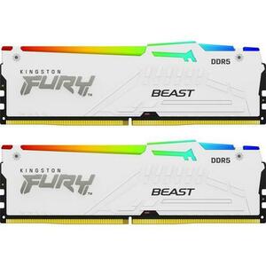 Memorii Kingston FURY Beast RGB White 64GB(2x32GB) DDR5 6000MHz CL36 Dual Channel Kit imagine