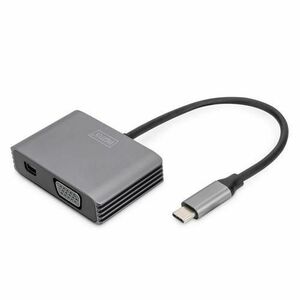 Adaptor, DIGITUS, USB-C la VGA / Mini DisplayPort, 20 cm imagine