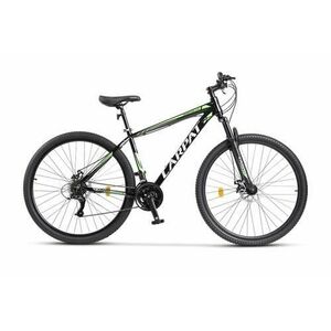Bicicleta MTB-HT Carpat SPARTAN C2958B, Schimbator Index HE-M50, 7 viteze, Roti 29 Inch, Cadru Aluminiu, Frane pe Disc (Negru/Verde) imagine