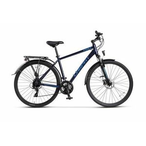Bicicleta Trekking CARPAT C28281C, Schimbator Shimano Tourney 24 viteze, Cadru Aluminiu, Roti 28 inch, Frane Mecanice Disc (Albastru) imagine