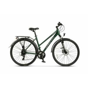 Bicicleta Trekking CARPAT C28282C, Schimbator Shimano Tourney 24 viteze, Cadru Aluminiu, Roti 28 inch, Frane Mecanice Disc (Verde/Gri) imagine
