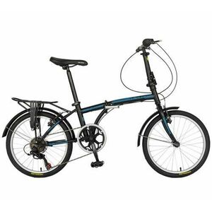 Bicicleta Pliabila Velors Polo V2053A, roti 20inch, 21 viteze, Sistem de franare mecanic tip V-brake (Negru/Albastru) imagine
