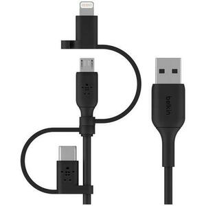 Cablu universal de incarcare Belkin BOOST CHARGE (Lightning/Micro-USB/USB-C catre USB-A) PVC, 1M, Negru imagine