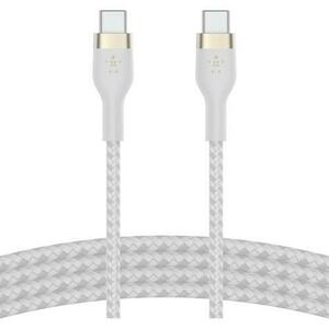 Cablu Belkin BOOST CHARGE PRO Flex USB-C catre USB-C 2.0, Silicon impletit, 2M, Alb imagine