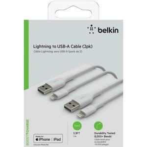 Cablu Belkin BOOST CHARGE USB-A catre Lightning, PVC, 1M (Pachet de 2 bucati), Alb imagine