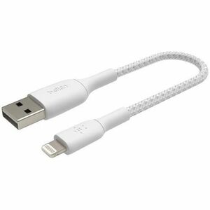 Cablu Belkin BOOST CHARGE USB-A catre Lightning, impletit, 0, 15M, Alb imagine