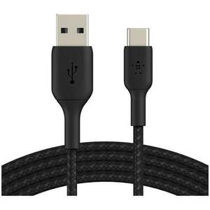 Cablu de date Belkin BOOST CHARGE USB-A catre USB-C, impletit, 3M, Negru imagine