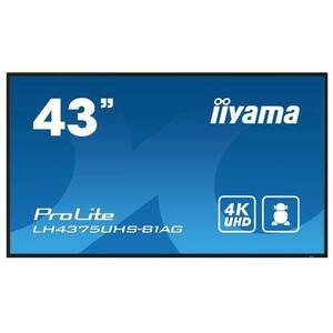 Display Profesional Iiyama 42.5inch LH4375UHS-B1AG, UHD (3840 x 2160), HDMI, DisplayPort, Boxe (Negru) imagine