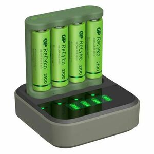 Statie de incarcare GP Batteries B421, 4 sloturi, Afisaj LCD (Verde) imagine