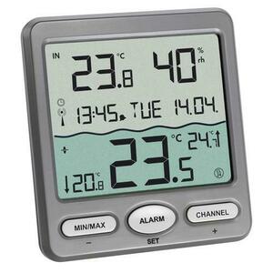 Termometru piscina TFA-Dostmann, Wireless, Alarma temperatura (Gri) imagine
