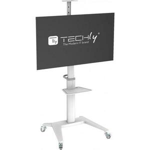 Stand mobil Techly ICA-TR48W, 37inch-70inch, 70 kg, raft suport multimedia (Alb) imagine