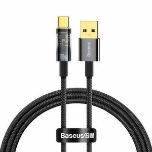Cablu Baseus Explorer, USB la USB-C, 100W, Fast Charging, 1m Negru imagine