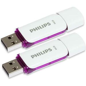 Stick USB Philips USB 2.0, pachet de 2, 64GB Snow Edition (Alb/Mov) imagine