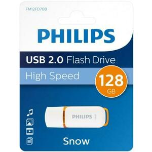 Stick USB Philips FM12FD70B/00, 128GB, Editia Snow, USB 2.0 (Alb/Portocaliu) imagine
