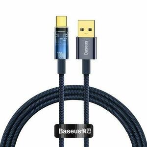 Cablu Baseus Explorer, USB la USB-C, 100W, Fast Charging, 1m, Albastru imagine
