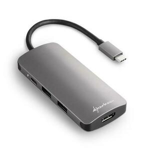 Hub USB Sharkoon, 3 x USB3.0, 1 USB C, HDMI, Argintiu imagine