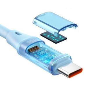 Cablu de date Mcdodo Type-C la Type-C Digital Display Silicone, Fast Charging, 100W, 1.2m, Albastru imagine