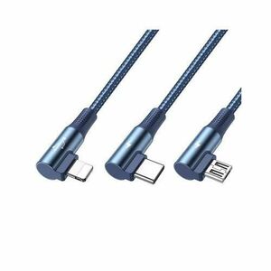 Cablu USB - Lightning, MicroUSB si Type-C Mcdodo 3 in 1, 90 grade, 3A, 1.2m (Albastru) imagine