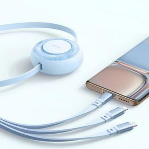 Cablu de date Mcdodo 3 in 1 USB -Lightning, MicroUSB si Type-C Super Fast Charging, 66W, 1.2m, Albastru imagine