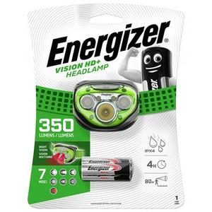 Lanterna de cap Energizer Vision HD+, 7 LED-uri, IPX4, 350 lm, 80 m, 7 Moduri + 3 Baterii AAA (Verde) imagine