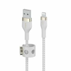 Cablu de date Belkin BOOST CHARGE PRO Flex, USB-A la Lightning, Impletit, Silicon, 1m (Alb) imagine