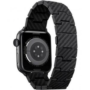 Curea Smartwatch Pitaka Retro AWB1004, Fibra de carbon, pentru Apple Watch 42mm / 44mm (Negru) imagine