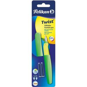 Stilou Pelikan Twist, include doua rezerve, cu grip, ergonomic, blister, verde neon imagine