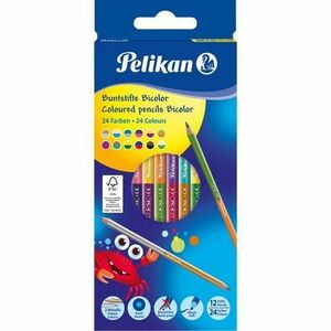 Set creioane Pelikan Bicolor, Lacuite, 24 culori, sectiune rotunda, varf de 3 mm, 12 buc/set imagine