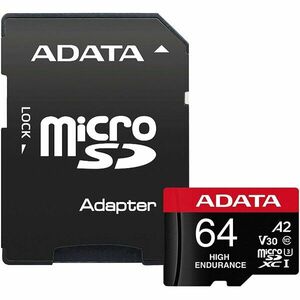 Card de memorie ADATA Endurance, MicroSDXC, 64GB, UHS-I V30, 100MB/s, Class 10 + Adaptor imagine