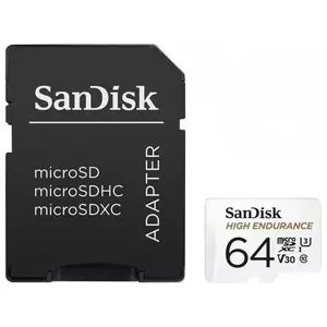 Card de memorie Sandisk High Endurance GN6IA Micro SDXC 64GB Clasa 10 V30 UHS-I U3 + adaptor imagine