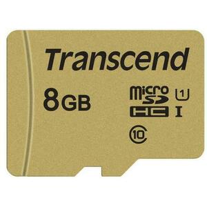 Card de memorie Transcend USD500S, microSDHC, 8 GB, 95 MB/s Citire, 60 MB/s Scriere, Clasa 10 UHS-I U1 + Adaptor imagine