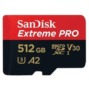Card de memorie SanDisk Extreme PRO microSDXC SDSQXCD-512G-GN6MA, 512GB, A2, UHS-I U3, V30 + Adaptor SD imagine