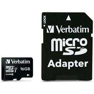 Card de memorie Verbatim 44082, microSDHC, 16 GB, Clasa 10 + Adaptor SD imagine