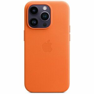 Husa de protectie Apple Leather Case with MagSafe pentru iPhone 14 Pro, Orange imagine