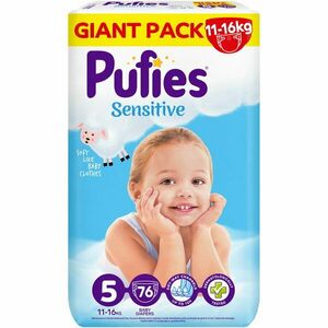 Scutece Pufies Sensitive, Marimea 5 Junior, 11-16 kg, 76 buc, Giant Pack imagine