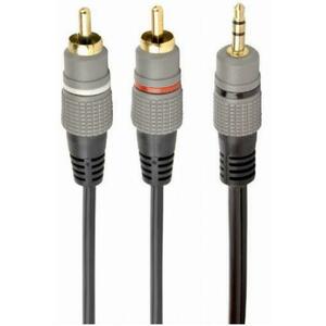 Cablu audio Gembird CCA-352-10M, 2x RCA - 1x 3.5mm jack, 10m, conectori auriti (Negru) imagine