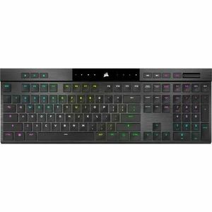 Tastatura Gaming Mecanica Corsair K100 Air Wireless RGB Cherry MX Ultra Low Profile Tactile, Bluetooth/USB, layout US, iluminare RGB (Negru) imagine
