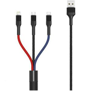 Cablu de date Blue Power BPNB54, USB - Lightning / USB Type-C / MicroUSB, 1.2m, 3 in 1 imagine