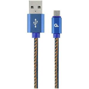 Cablu alimentare si date Gembird CC-USB2J-AMmBM-2M-BL, USB 2.0 (T) la Micro-USB 2.0 (T), 2m, conectori auriti, Negru / Galben imagine